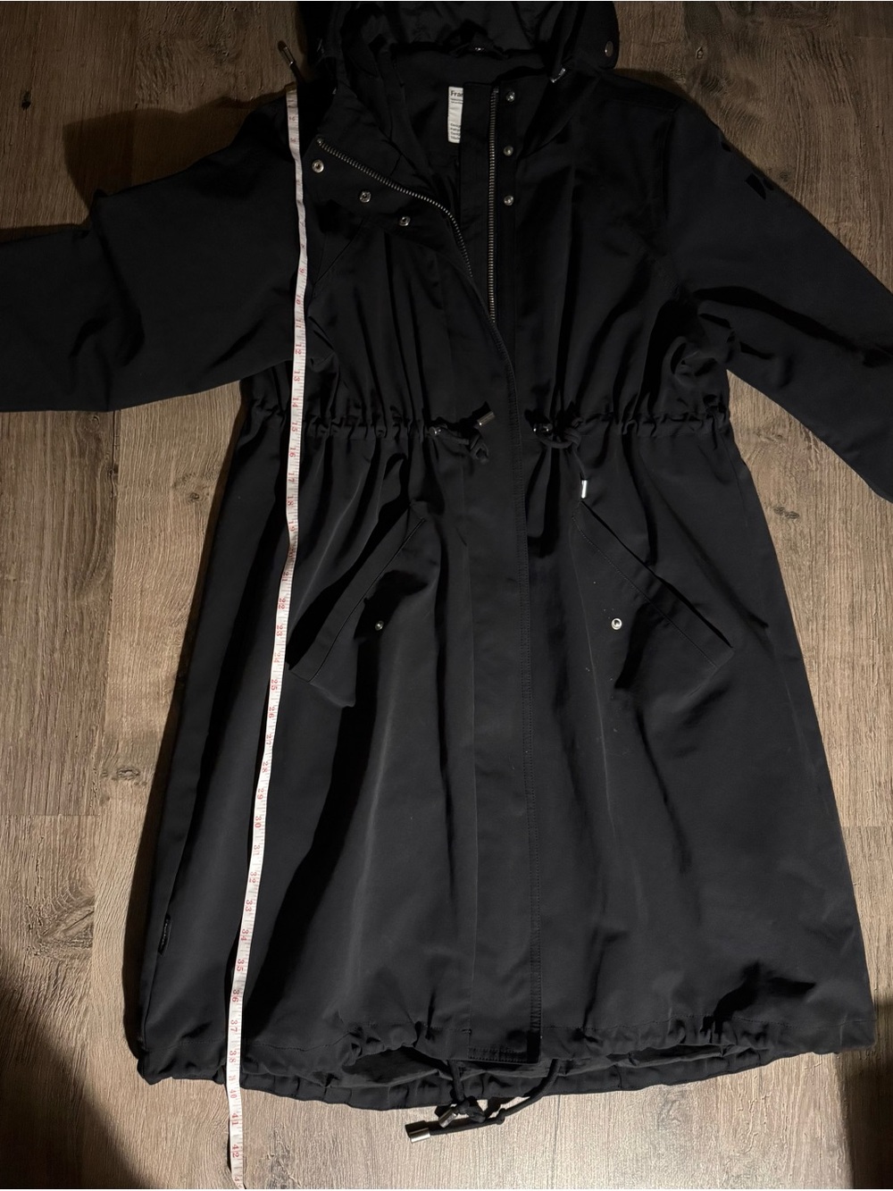 Frank & Oak Black Hooded Drawstring-Trench Coat - Picture 5 of 7